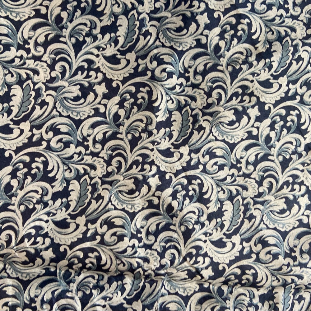 Blue & White Print Cowboy Wild Rag Scarf 100% Silk